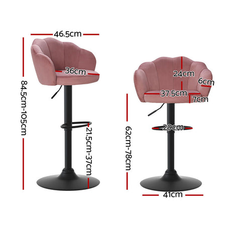 Elegant Velvet Gas Lift Bar Stools