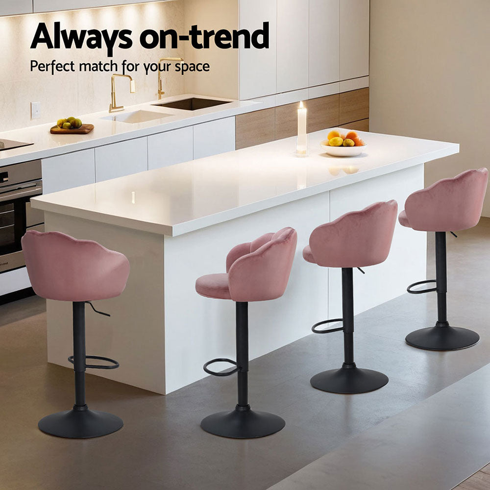 Elegant Velvet Gas Lift Bar Stools