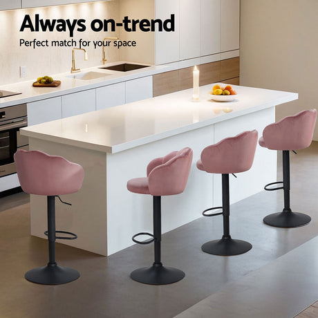 Elegant Velvet Gas Lift Bar Stools