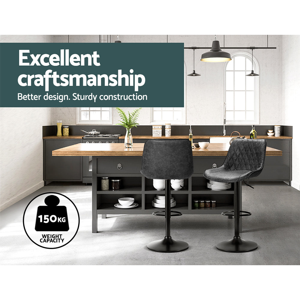 Artiss Vintage Leather Adjustable Bar Stools