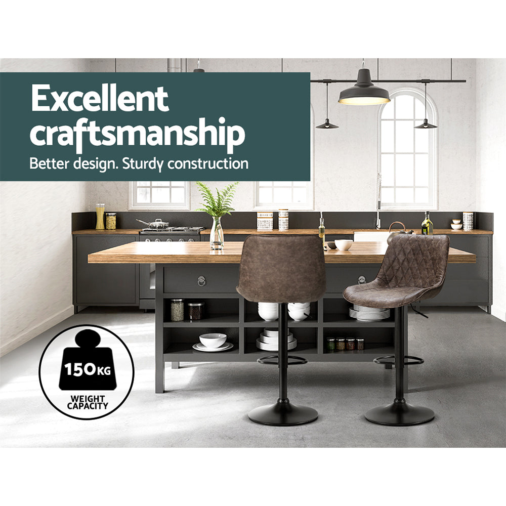 Artiss Vintage Leather Adjustable Bar Stools