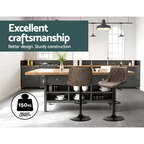 Artiss Vintage Leather Adjustable Bar Stools