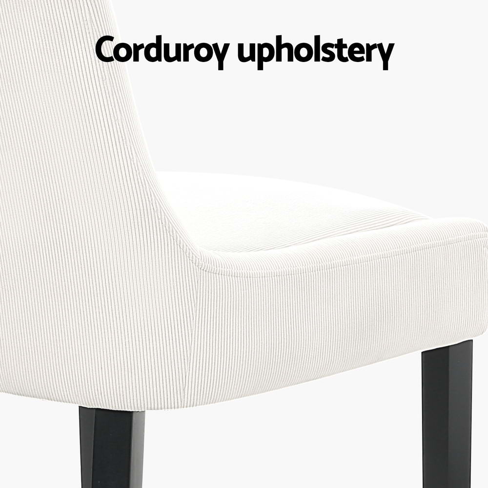 Corduroy Dining Chairs Set of 4 - Beige