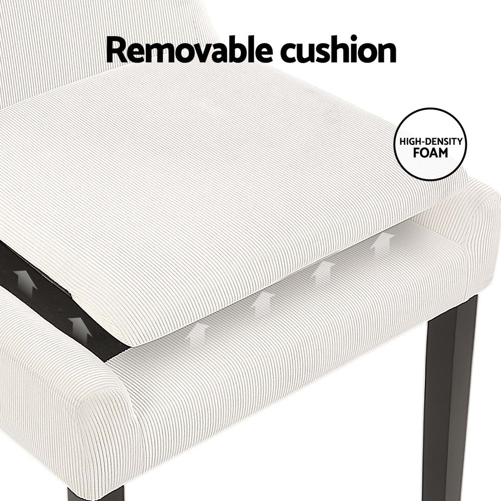 Corduroy Dining Chairs Set of 4 - Beige