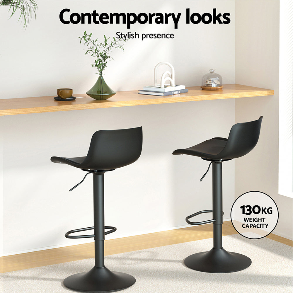 Artiss Fynn Adjustable Bar Stools - Black