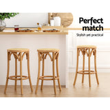 Artiss Apri Bar Stool - Rattan & Wood