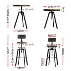 Artiss Industrial Bar Table and Stool Set