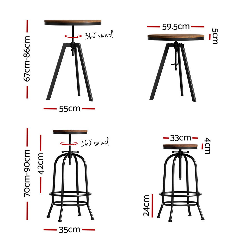 Artiss Industrial Bar Table and Stool Set