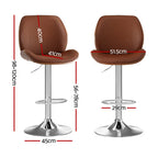 Artiss Adjustable Brown Leather Bar Stool