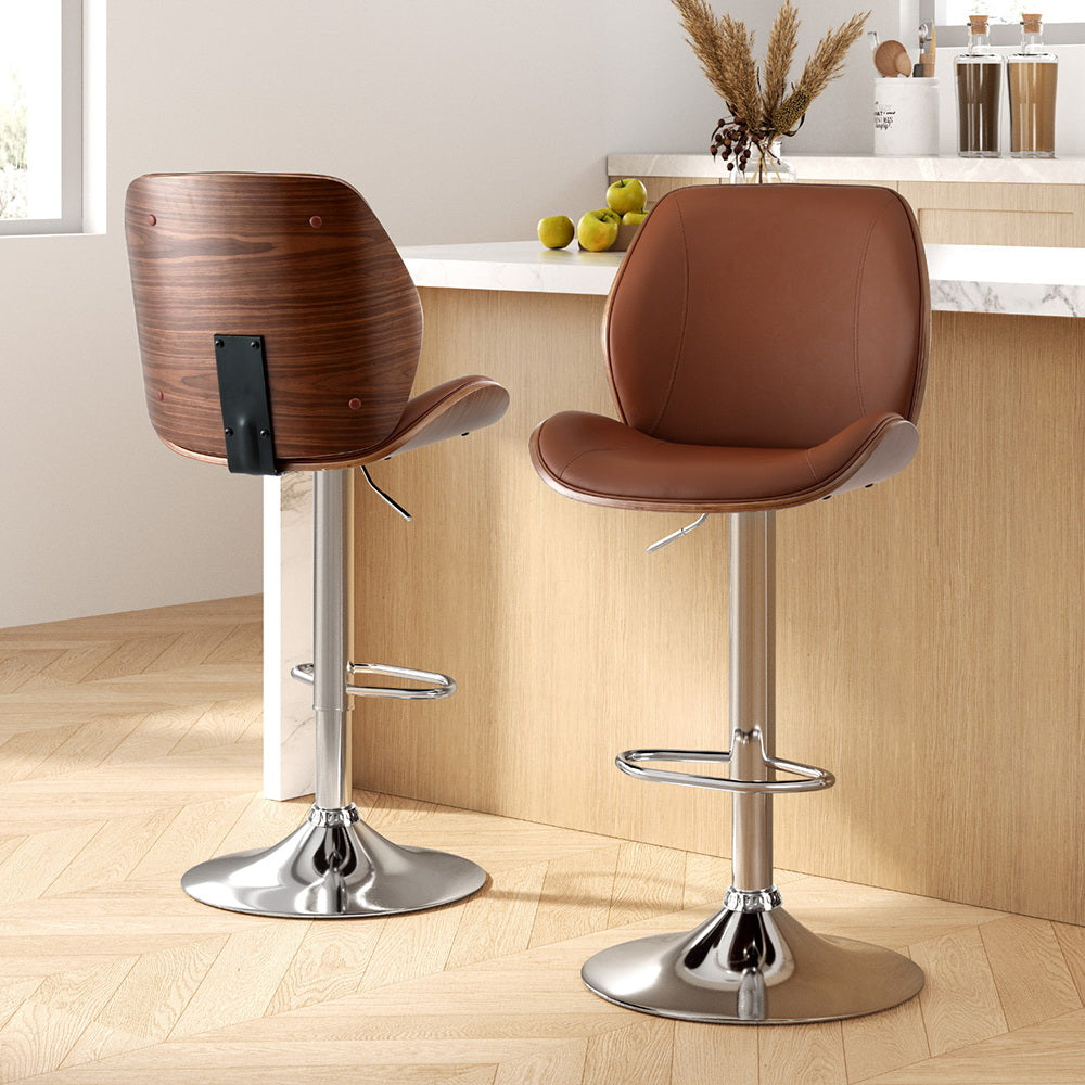 Artiss Adjustable Bentwood Bar Stools - Set of 2