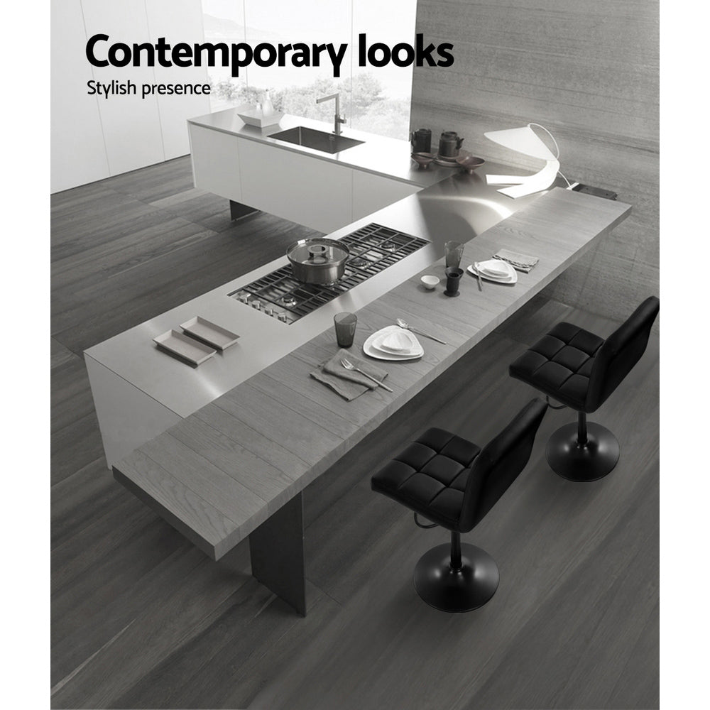 Artiss Black PU Leather Bar Stools Set