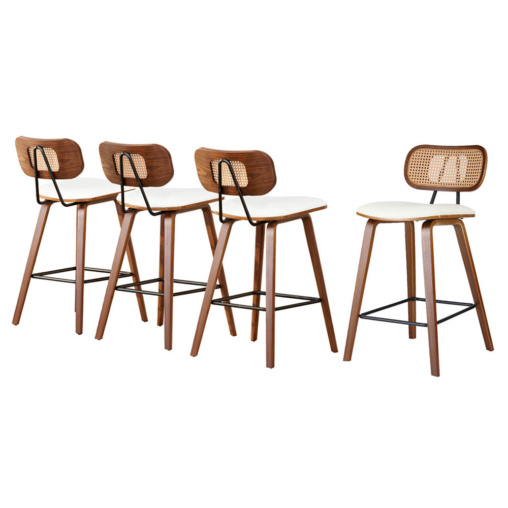 Artiss Rattan Bar Stools with PU Leather Cushion