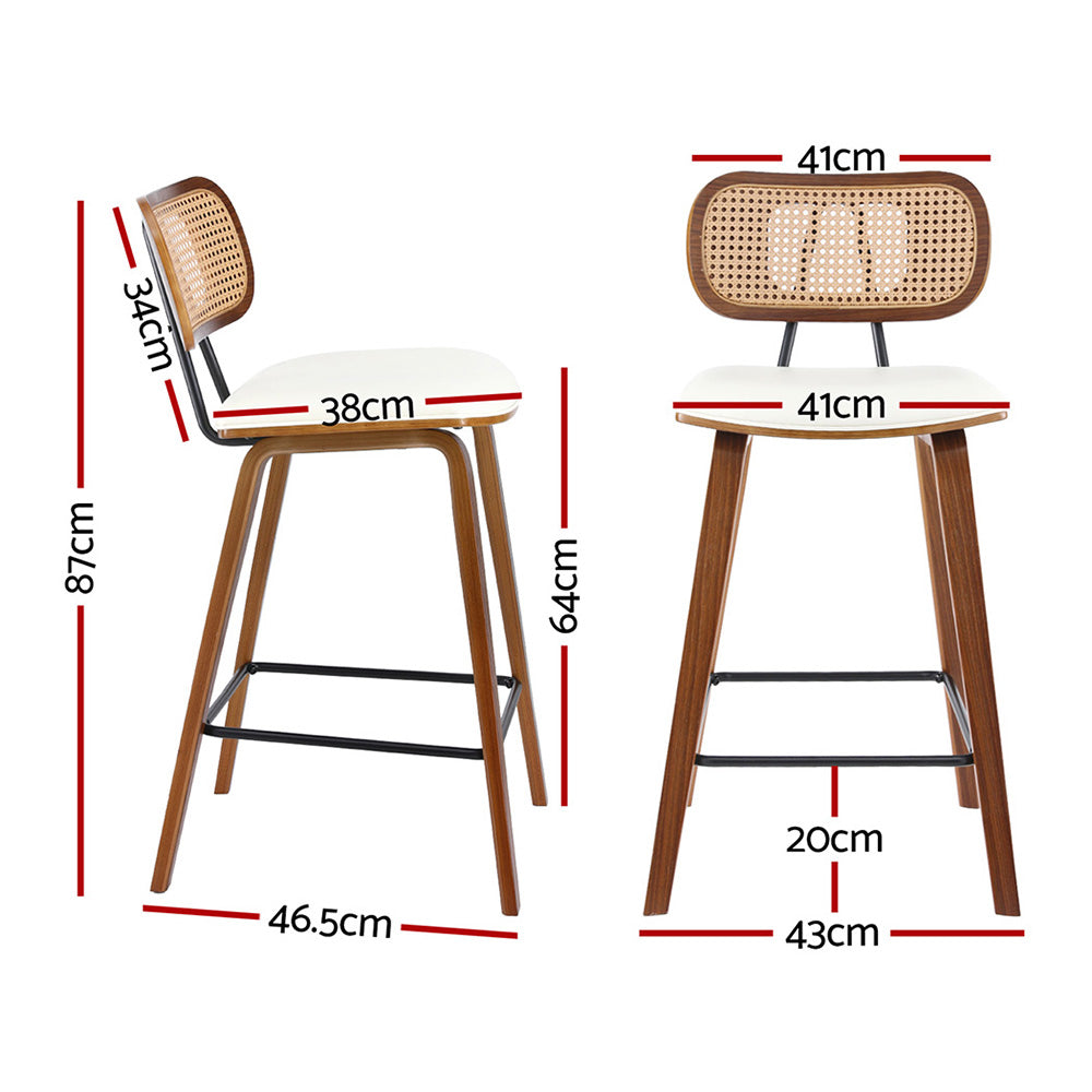 Artiss Rattan Bar Stools with PU Leather Cushion