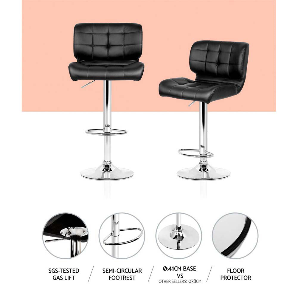 Artiss 4x Luxury Black Gas Lift Bar Stools