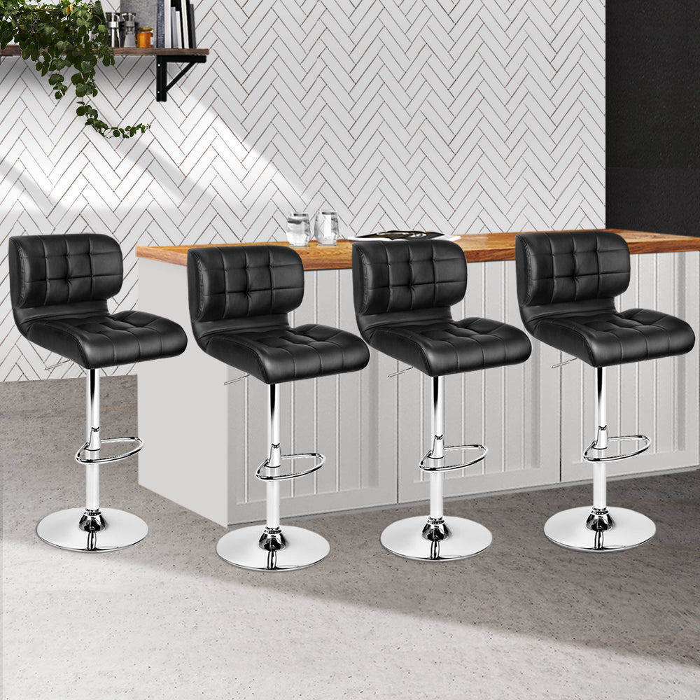 Artiss 4x Luxury Black Gas Lift Bar Stools