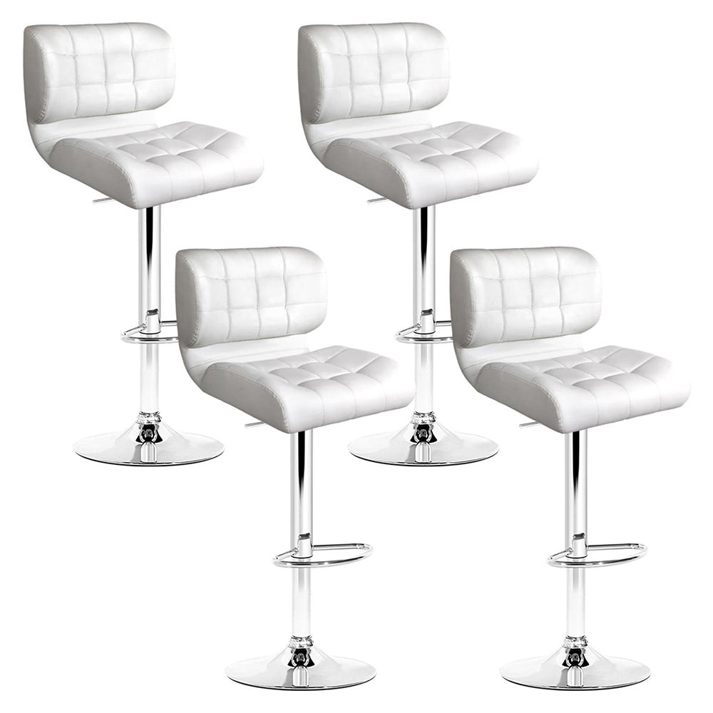 Artiss White Leather Gas Lift Bar Stools
