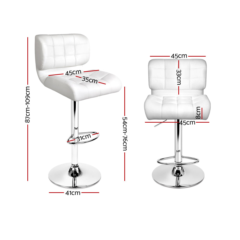 Artiss White Leather Gas Lift Bar Stools