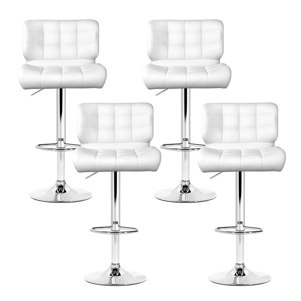 Artiss White Leather Gas Lift Bar Stools