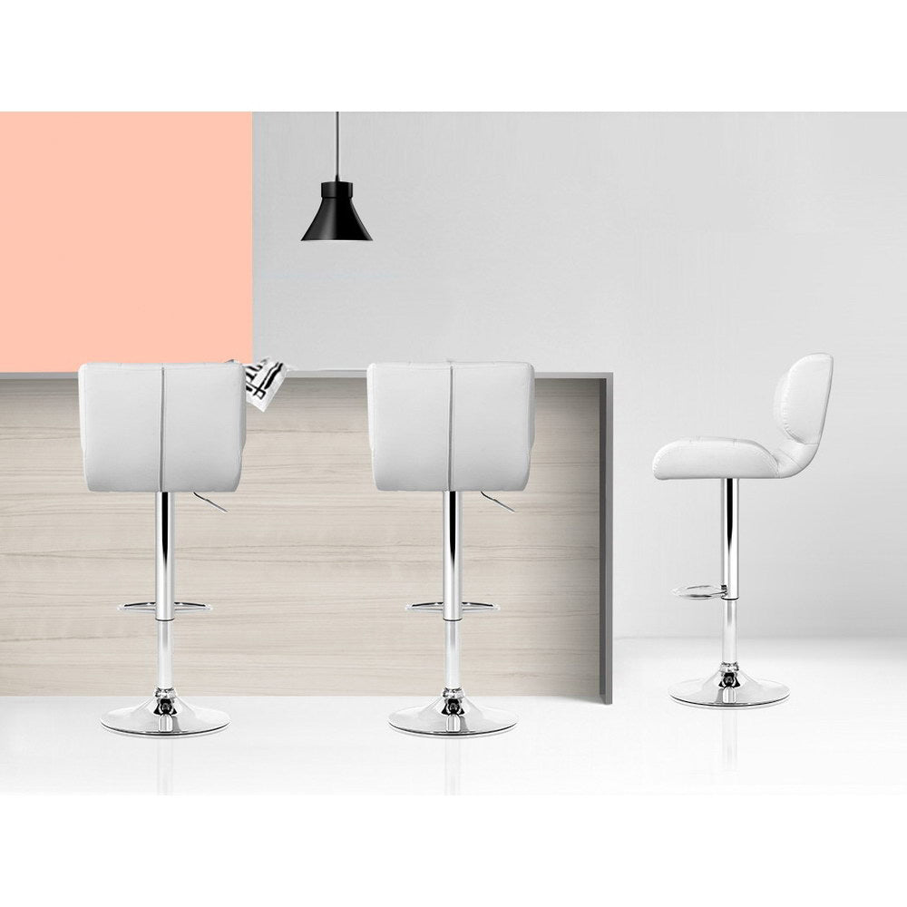 Artiss White Leather Gas Lift Bar Stools