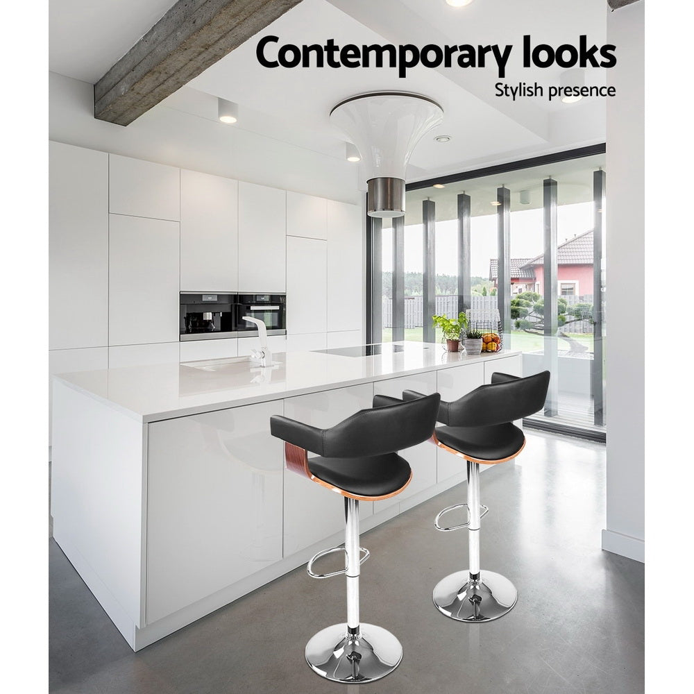 Artiss Black Gas Lift Bar Stool with Armrest