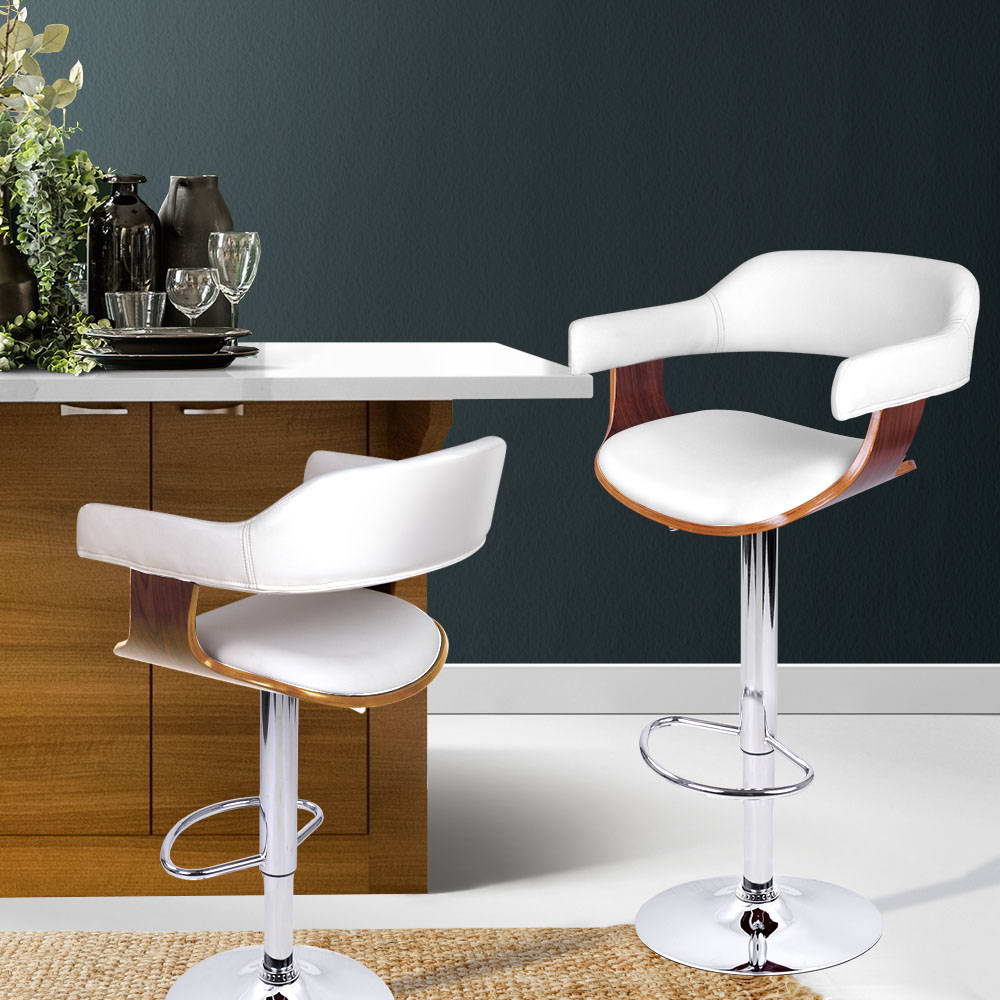 Artiss White Gas Lift Bar Stool