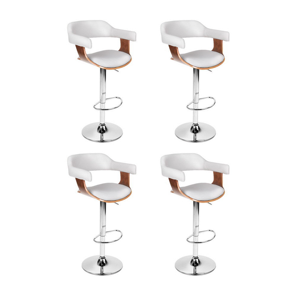Artiss White Leather Gas Lift Bar Stools