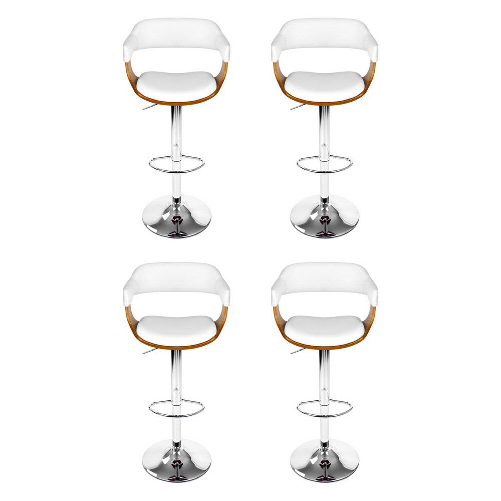 Artiss White Leather Gas Lift Bar Stools