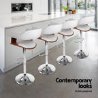 Artiss White Leather Gas Lift Bar Stools