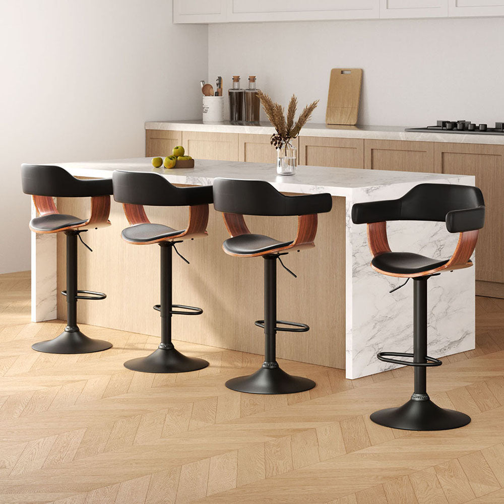 Artiss Black Gas Lift Bar Stools with Armrests