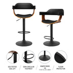 Artiss Black Gas Lift Bar Stools with Armrests