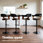 Artiss Black Gas Lift Bar Stools with Armrests