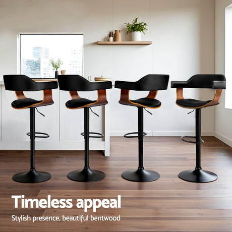 Artiss Black Gas Lift Bar Stools with Armrests