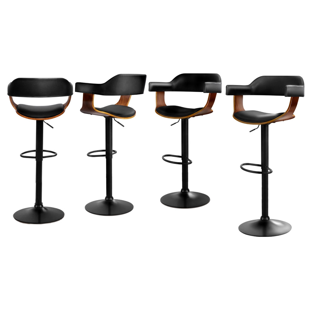 Artiss Black Gas Lift Bar Stools with Armrests