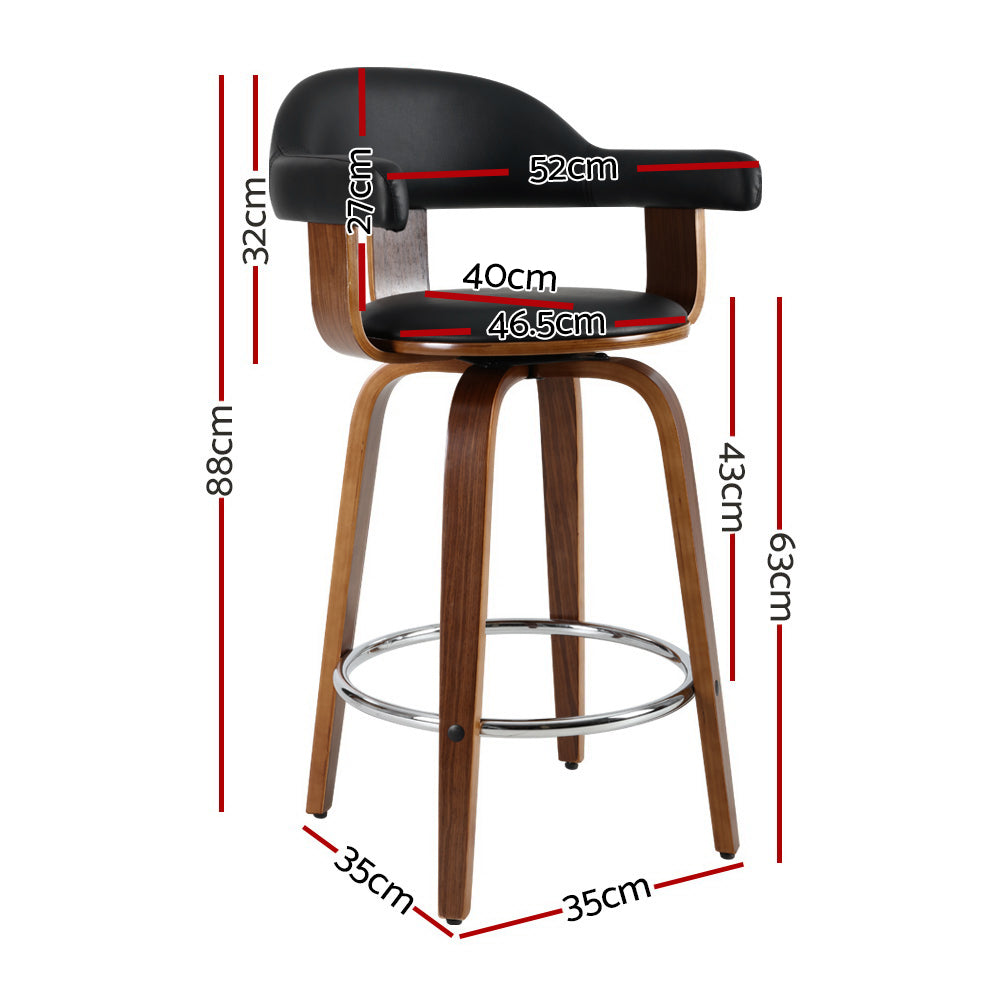 Artiss Leather Seat Bar Stools - Set of 2