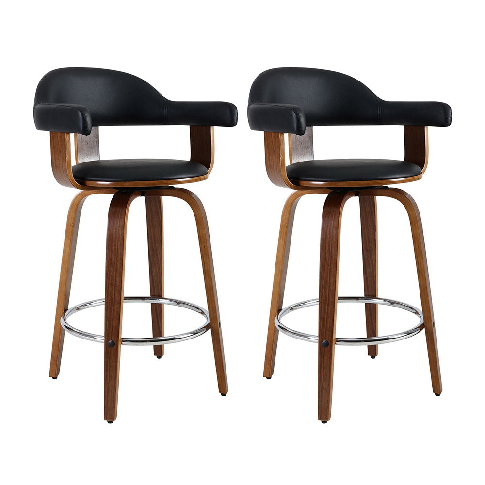 Artiss Leather Seat Bar Stools - Set of 2