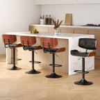 Artiss 4x Adjustable Black Leather Bar Stools