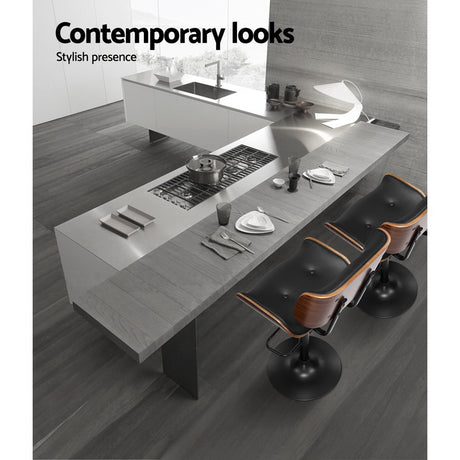 Artiss 4x Adjustable Black Leather Bar Stools