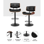 Artiss 4x Adjustable Black Leather Bar Stools