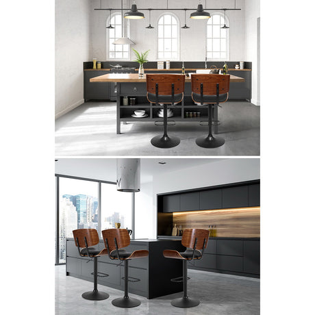 Artiss 4x Adjustable Black Leather Bar Stools