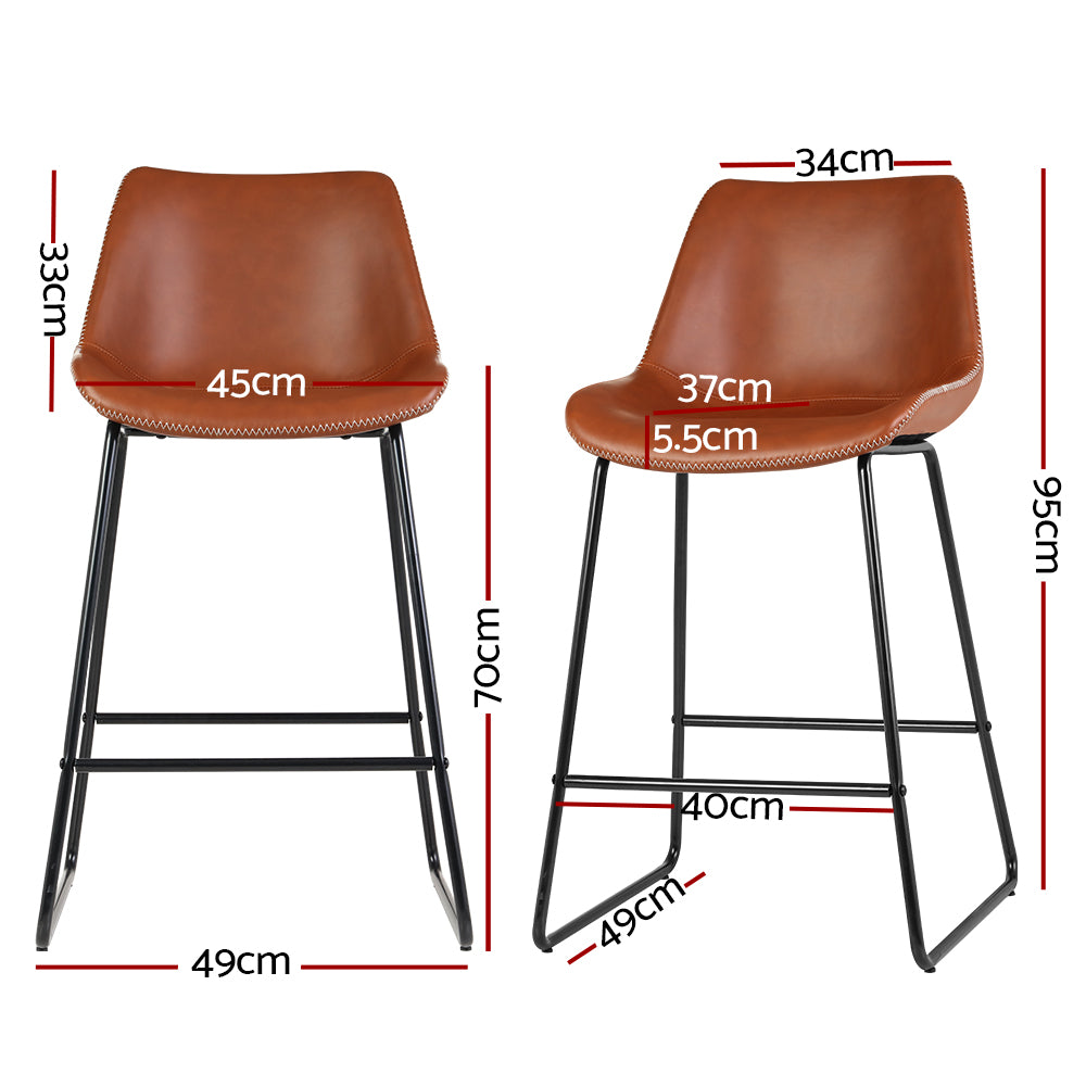 Artiss Fenella Leather Bar Stools - Set of 2