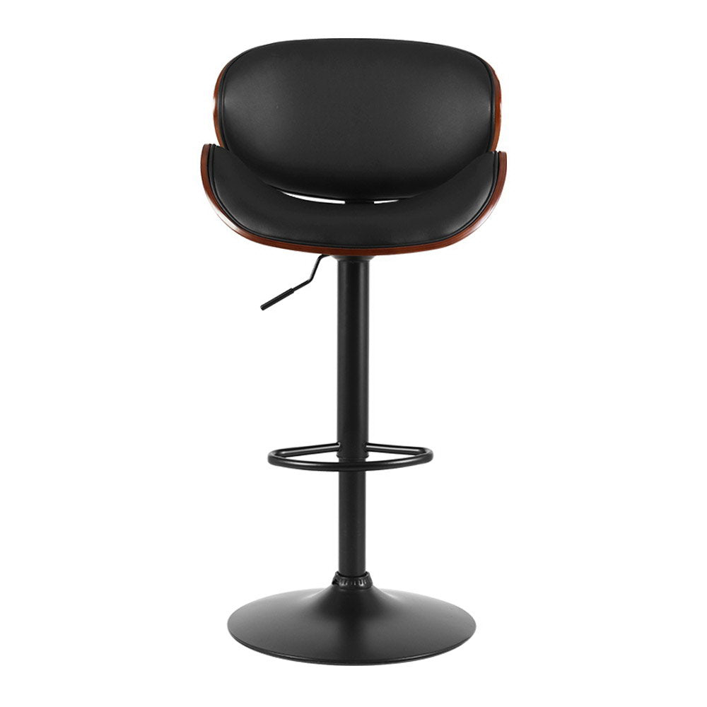 Artiss Adjustable Leather Bar Stools - Black (Set of 2)
