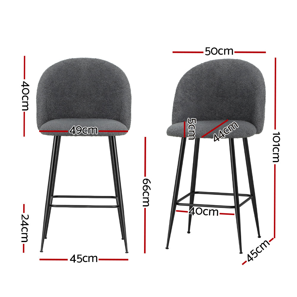 Artiss Fenille Sherpa Bar Stools - Set of 2