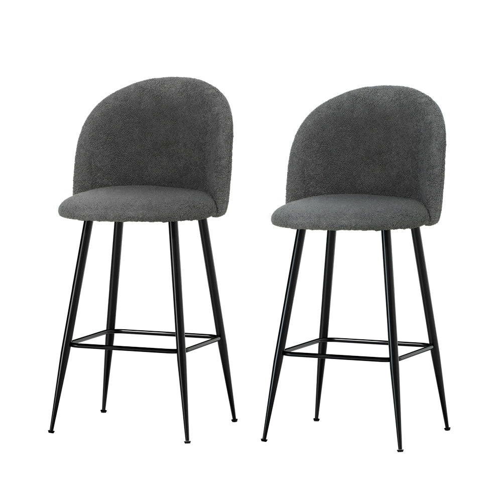 Artiss Fenille Sherpa Bar Stools - Set of 2