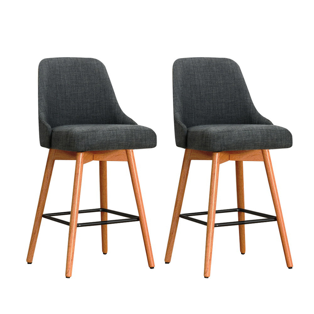 Artiss Swivel Bar Stools with Wooden Legs