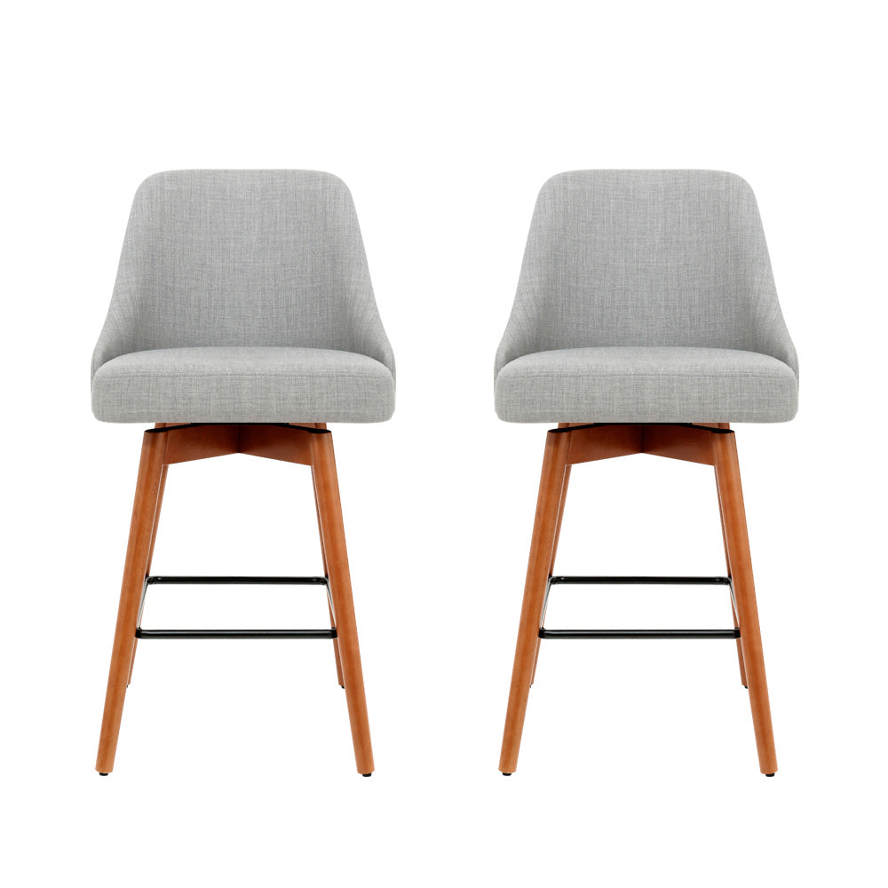 Artiss Swivel Bar Stools with Wooden Legs