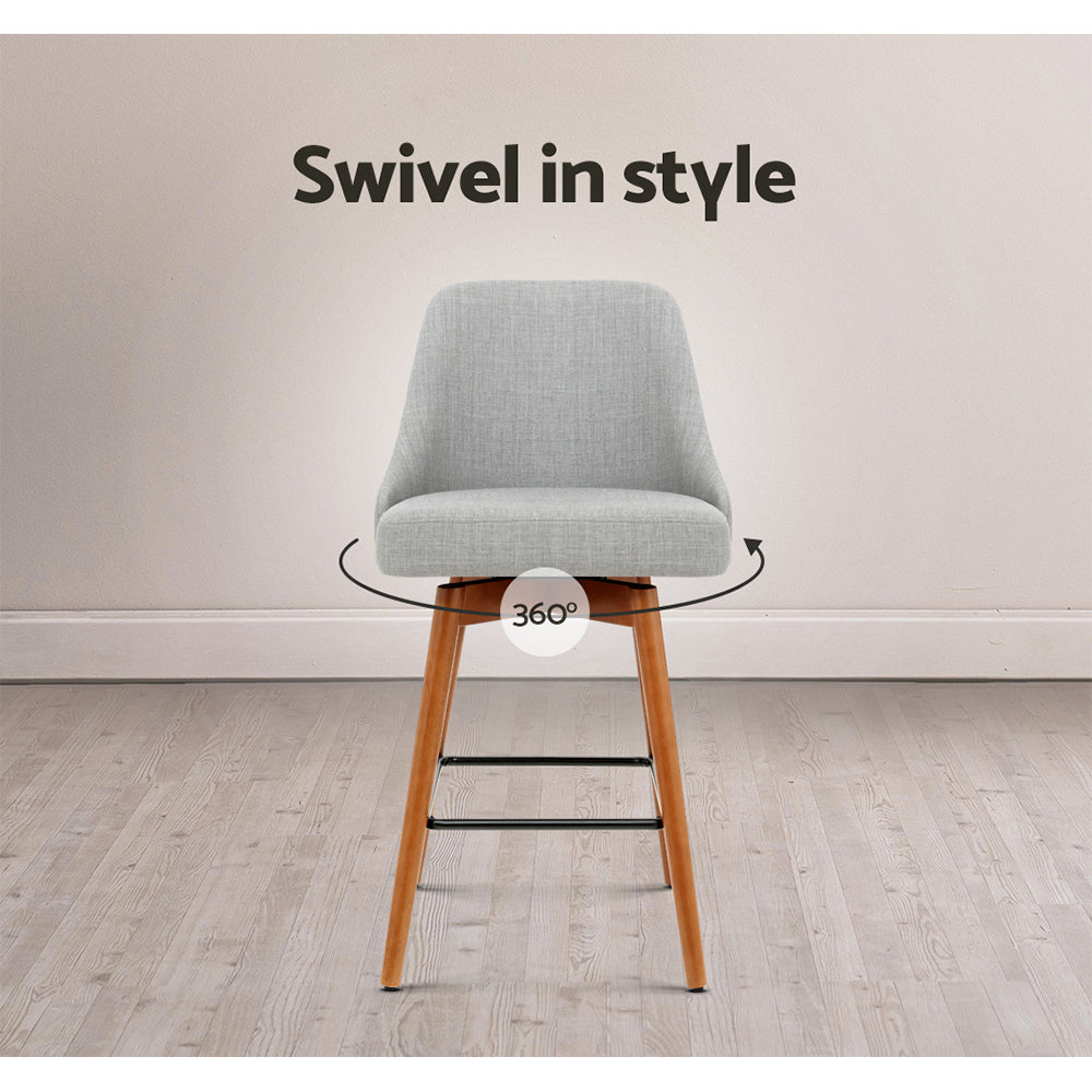Artiss Swivel Bar Stools with Wooden Legs