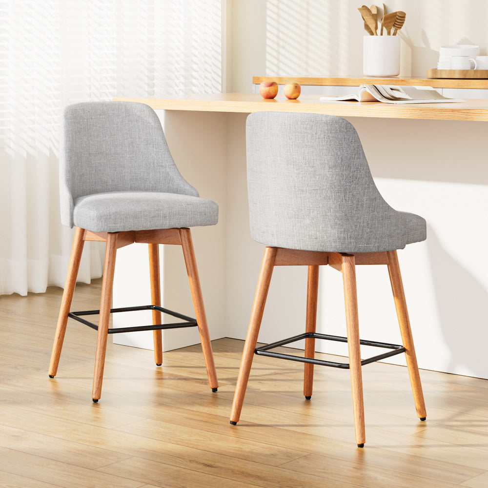 Artiss Swivel Bar Stools with Wooden Legs