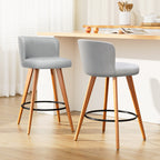 Artiss Grey Linen Padded Bar Stools - Set of 2