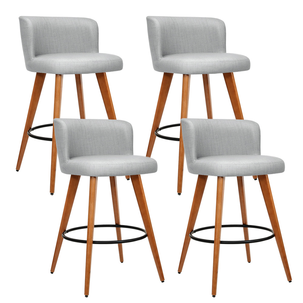 Artiss Light Grey Padded Bar Stools - Set of 4