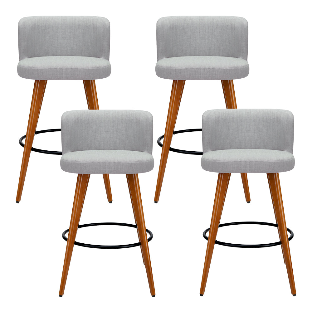 Artiss Light Grey Padded Bar Stools - Set of 4